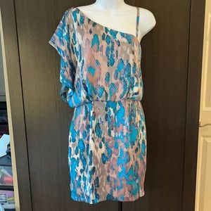 Jessica Simpson 1-Shoulder Blue Dot Dress SZ2